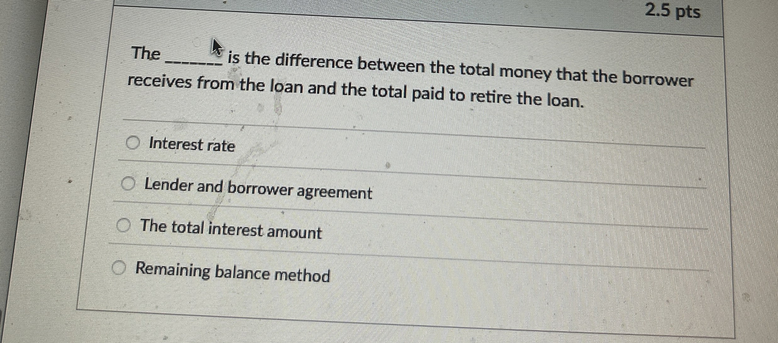  2.5 pts The q, is the difference between the total money