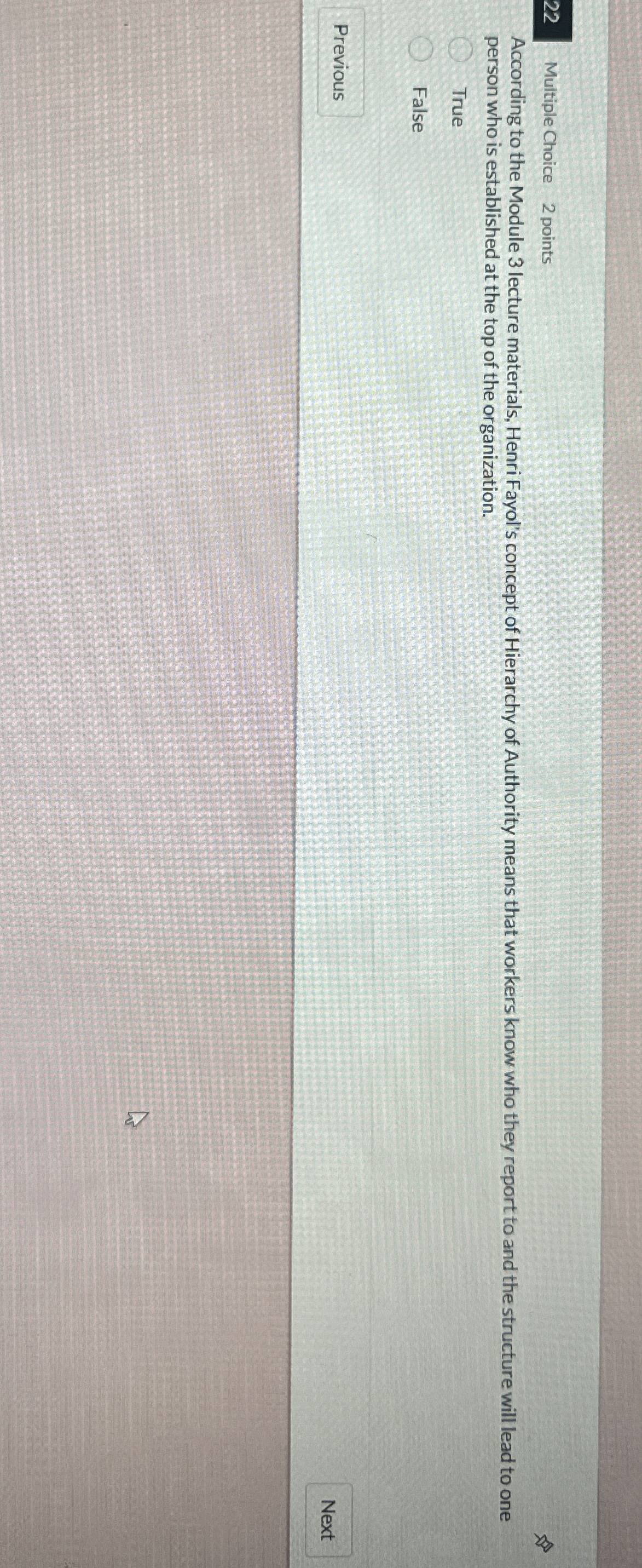  22 Multiple Choice 2 points According to the Module 3 lecture