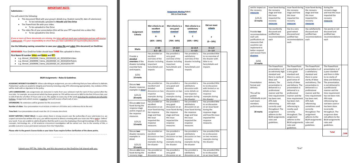 Assessment Task: Evaluating Disaster (2011 Japan Earthquake) Response and Recovery Measures