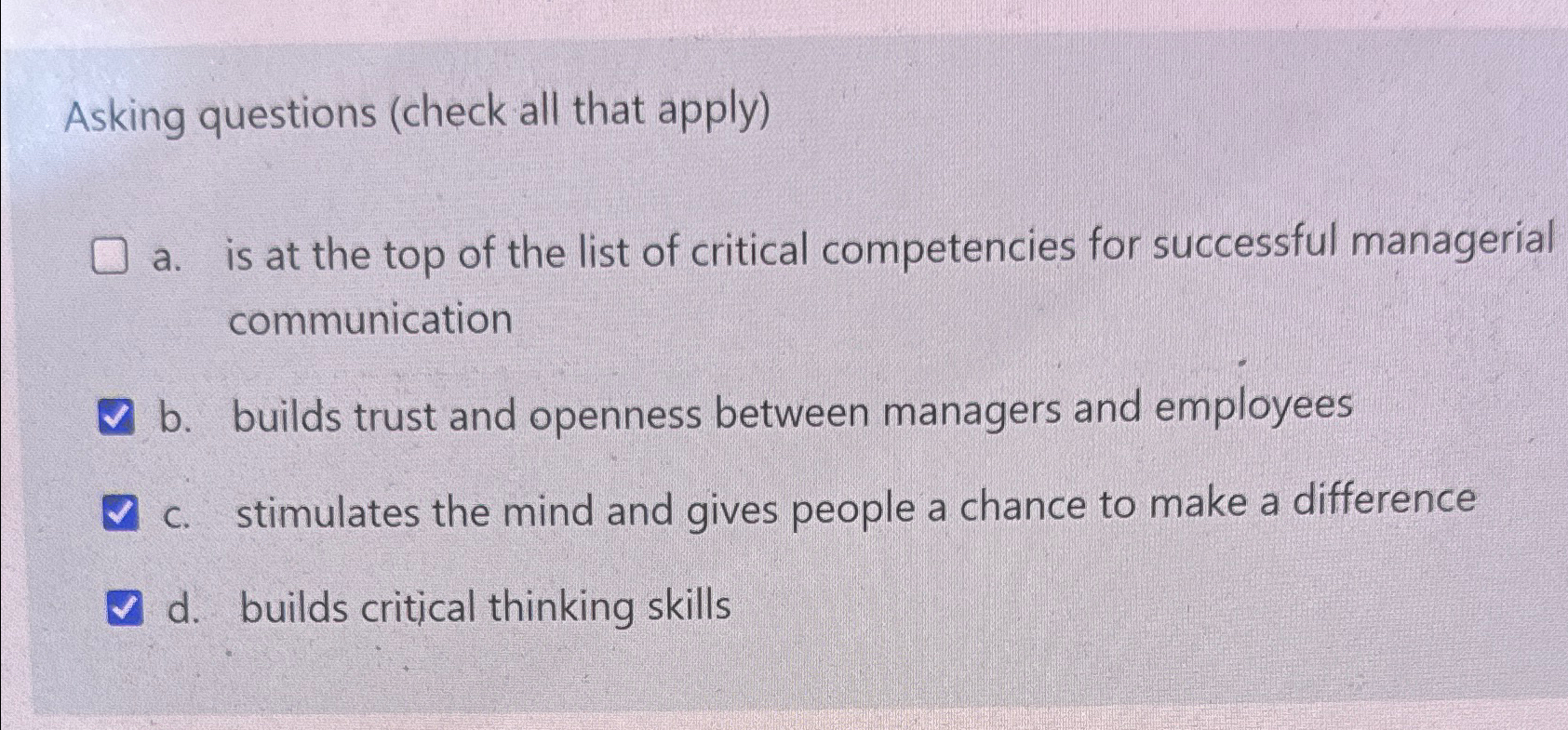  Asking questions (check all that apply) a. is at the top