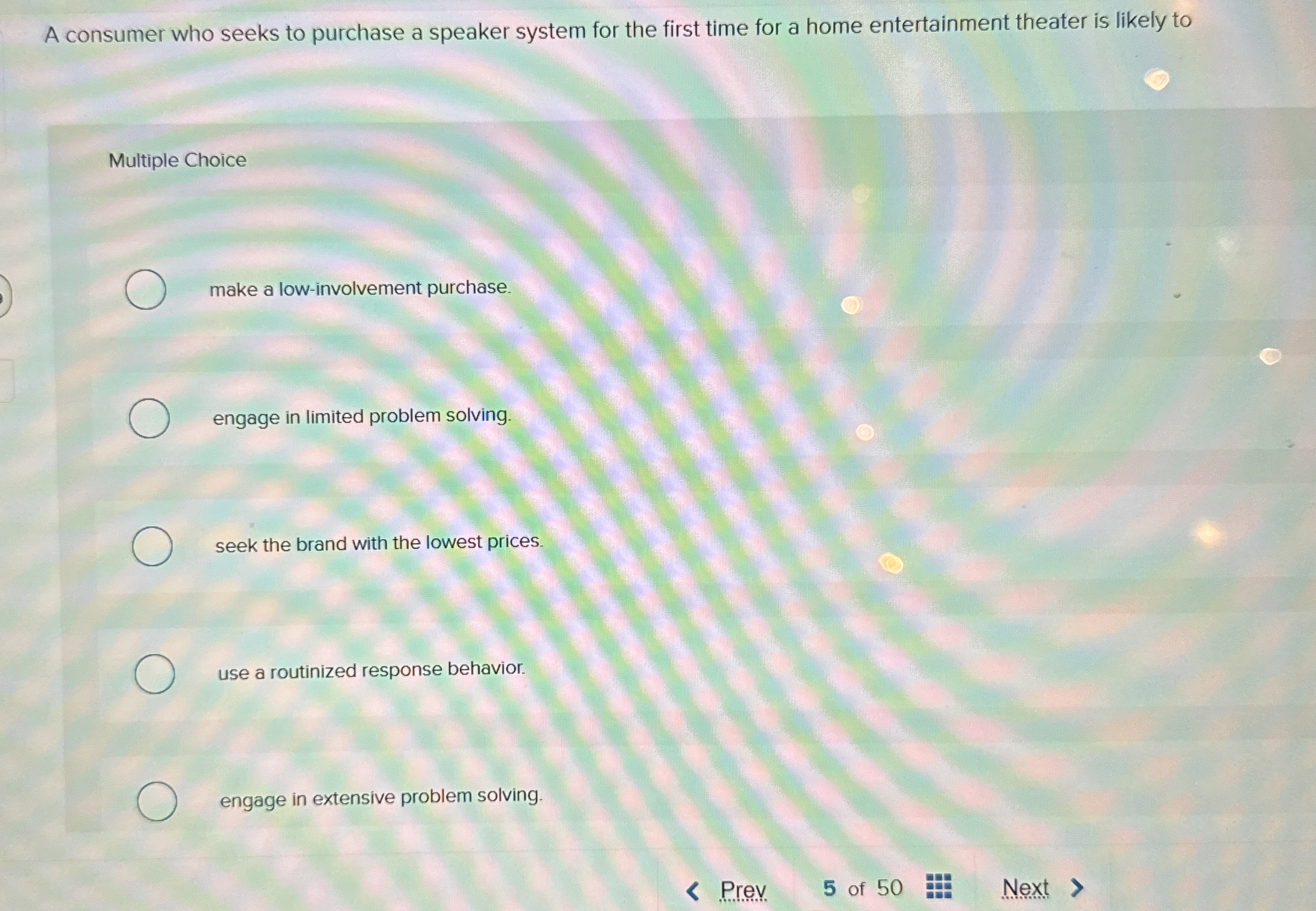  A consumer who seeks to purchase a speaker system for the