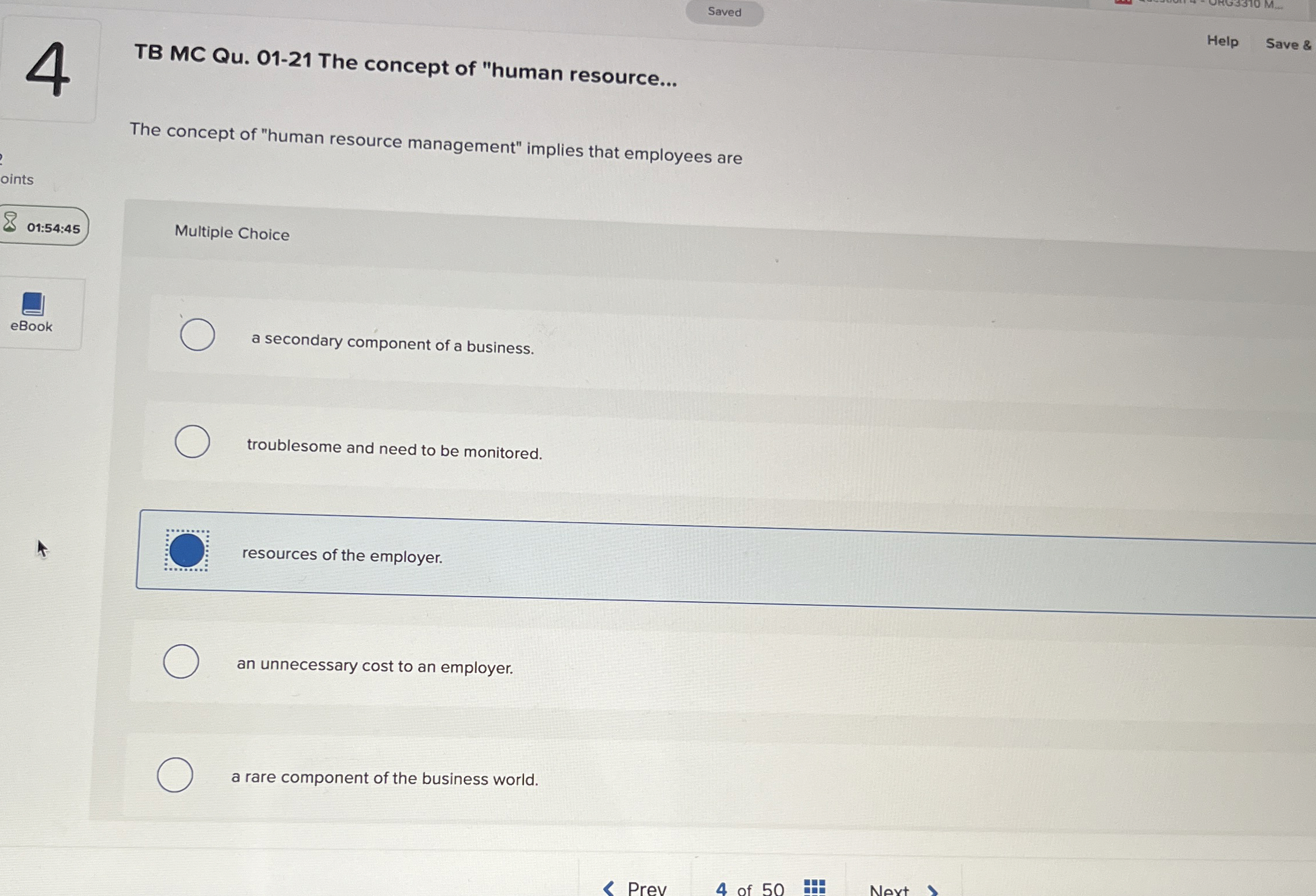 4 TB MC Qu.01-21 The concept of "human resource... Help Save