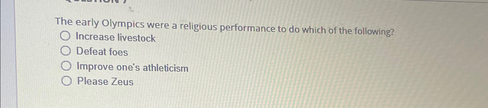  The early Olympics were a religious performance to do which of