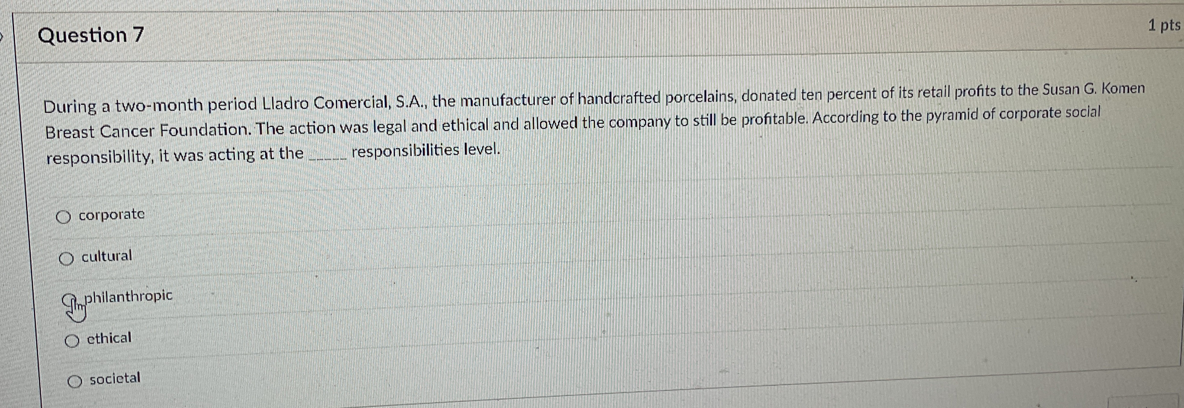  Question 7 1pts During a two-month period Lladro Comercial, S.A., the