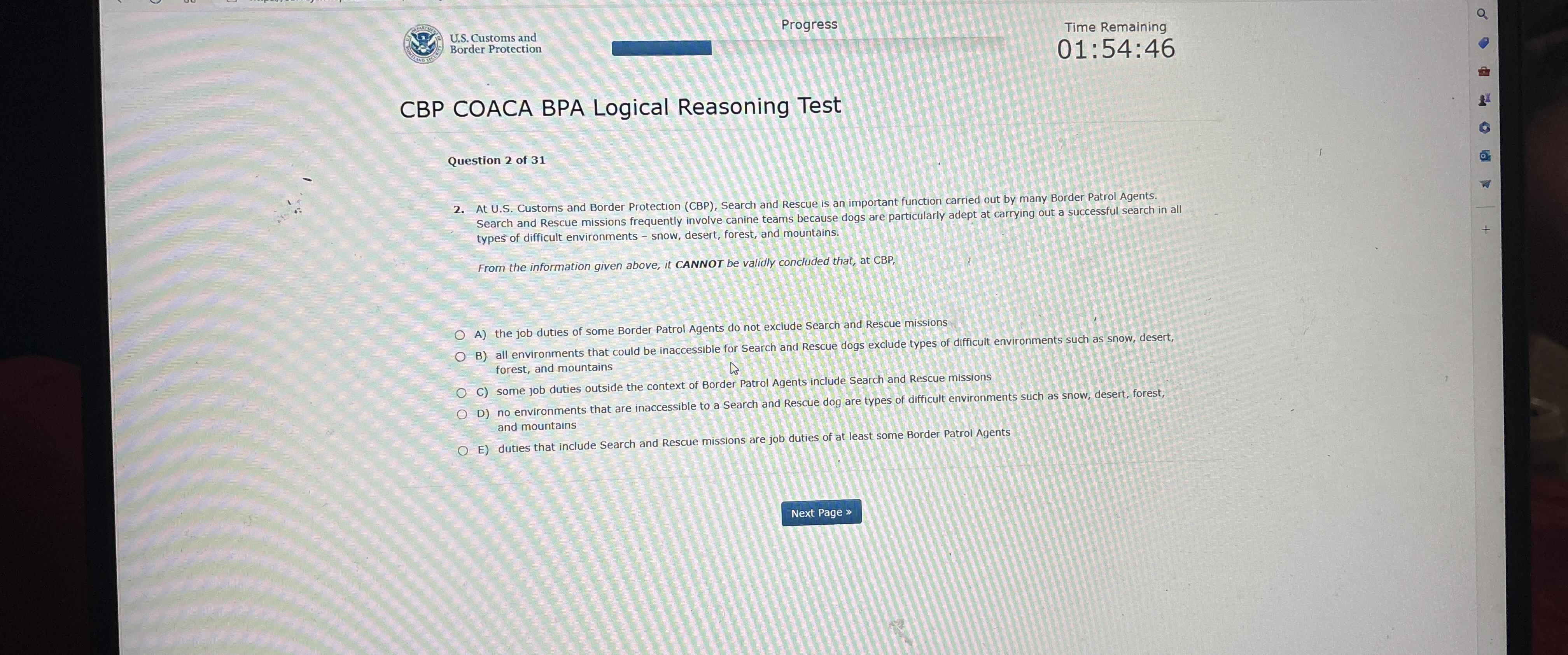  U.S. Customs and Progress Time Remaining Border Protection 01:54:46 CBP COACA