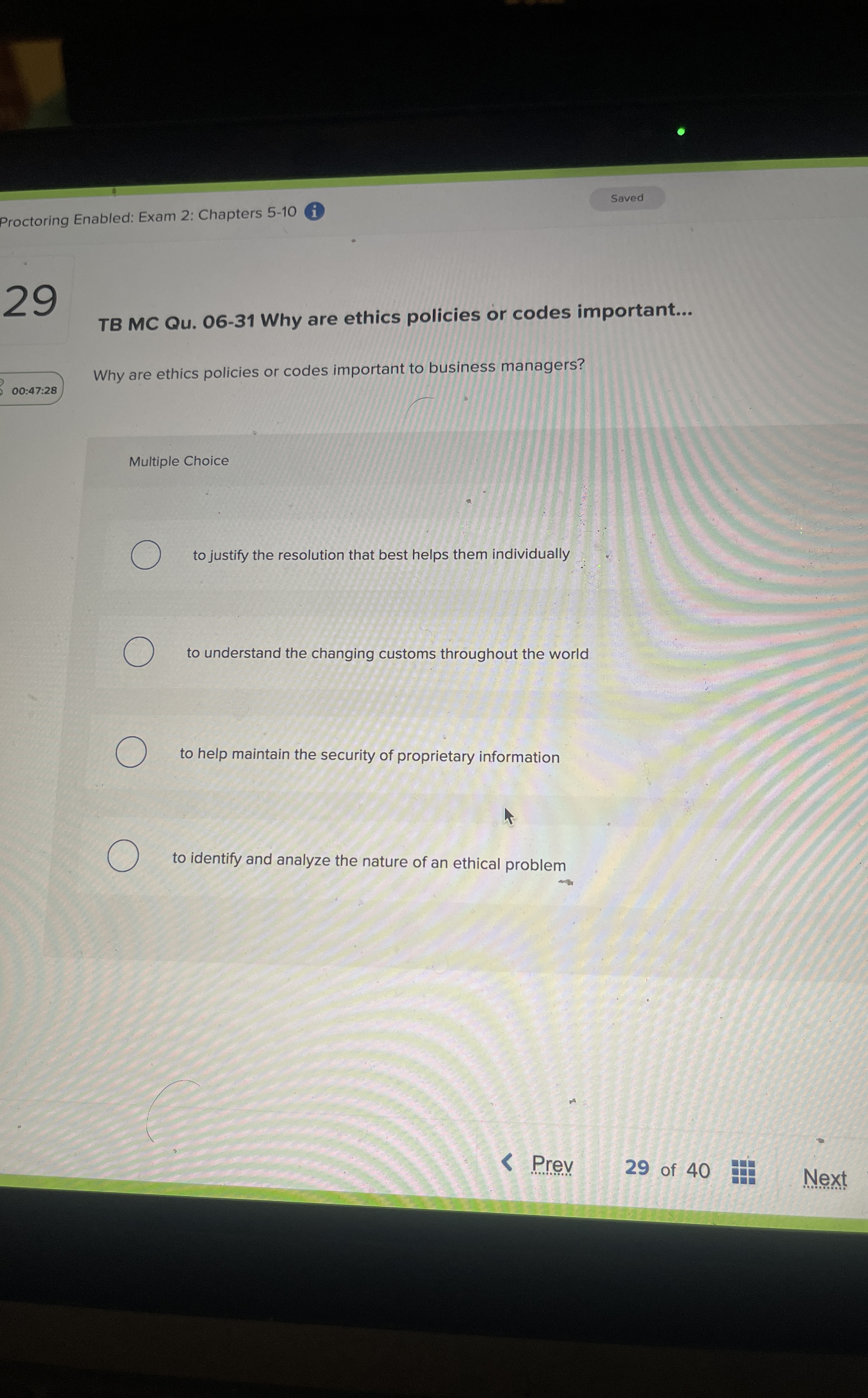  29 TB MC Qu.06-31 Why are ethics policies or codes important...