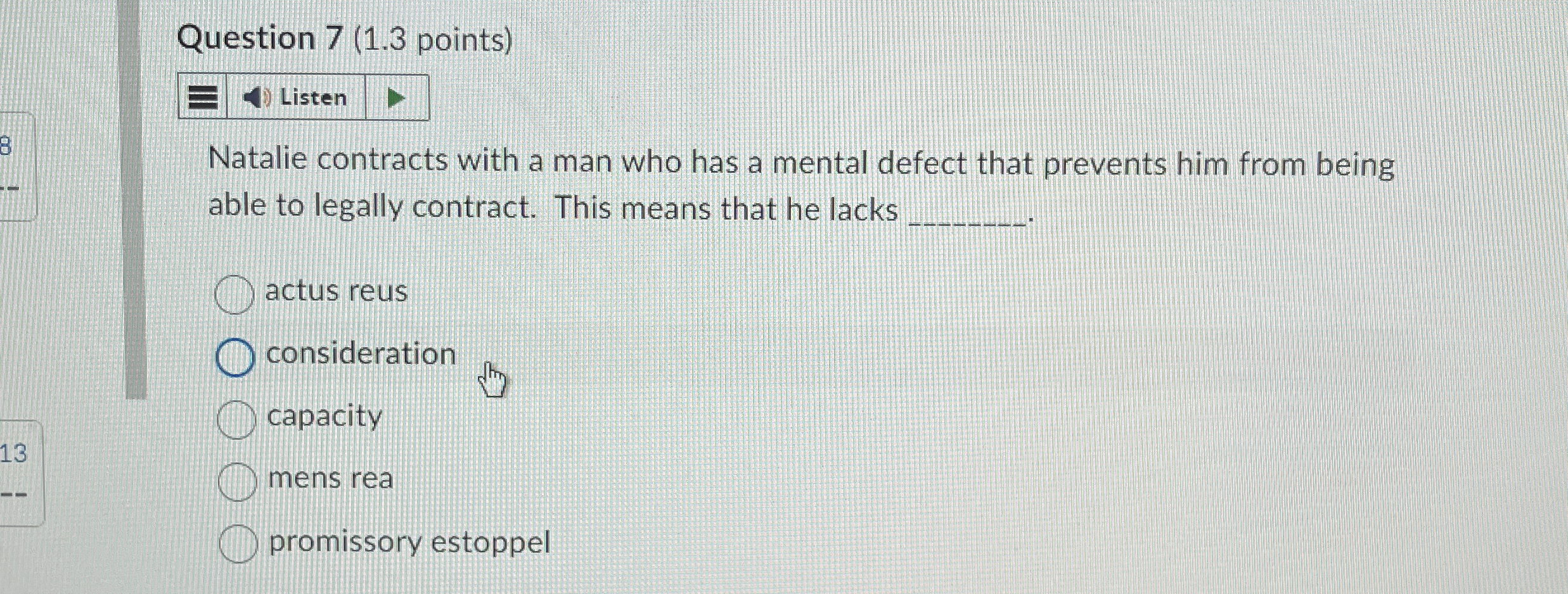  Question 7(1.3 points) Listen Natalie contracts with a man who has