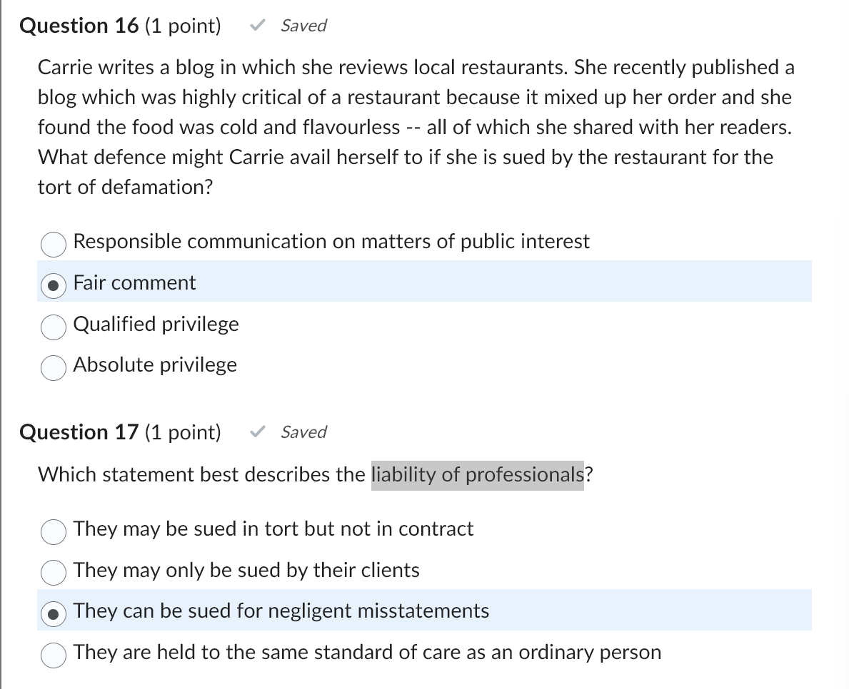  Question 16(1 point) Saved Carrie writes a blog in which she
