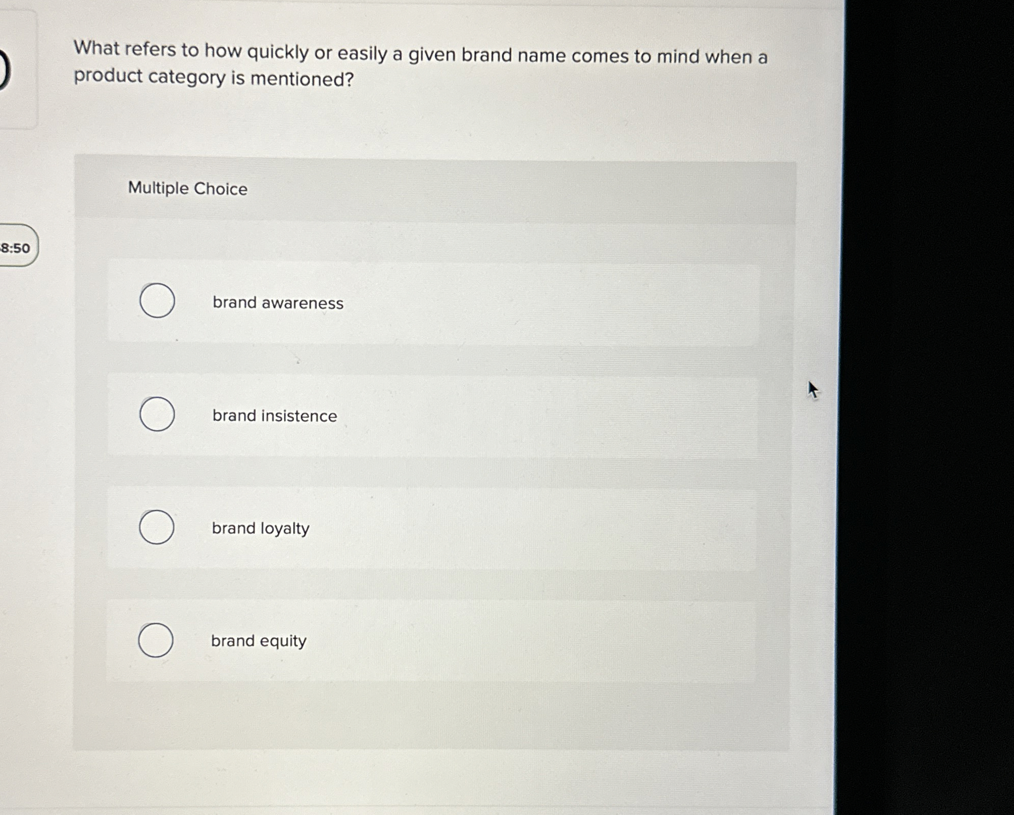  What refers to how quickly or easily a given brand name