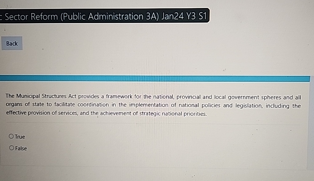  Sector Reform (Public Administration 3A) Jan24 Y3 The Municipal Structures Act