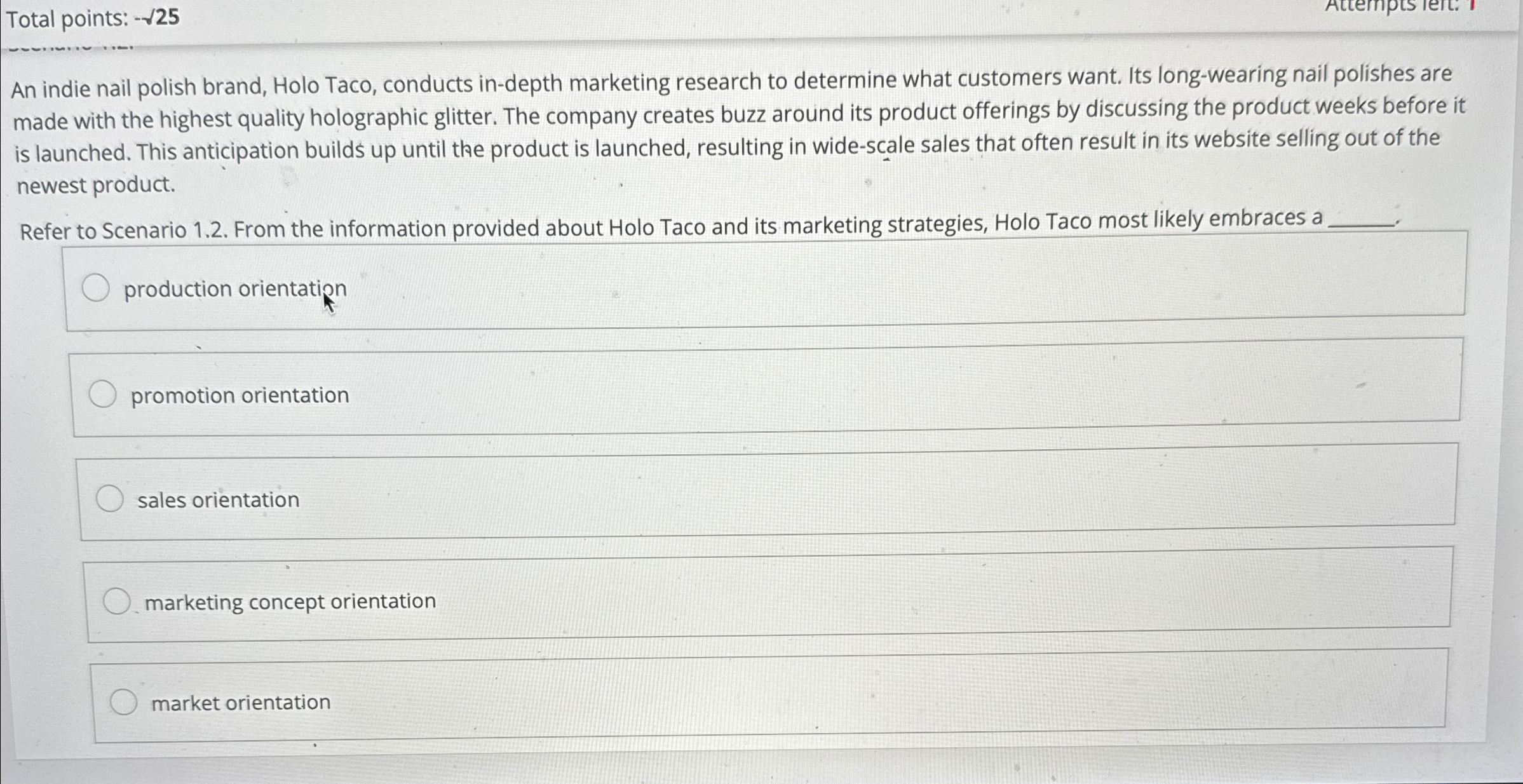  Total points: -252 An indie nail polish brand, Holo Taco, conducts