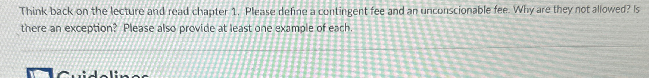  Think back on the lecture and read chapter 1. Please define