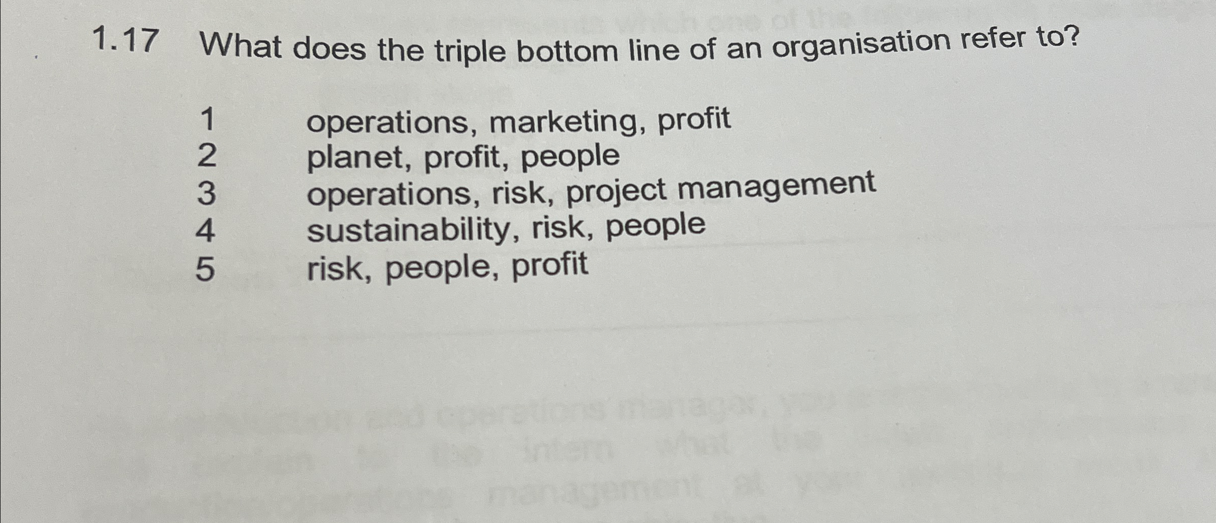  1.17 What does the triple bottom line of an organisation refer