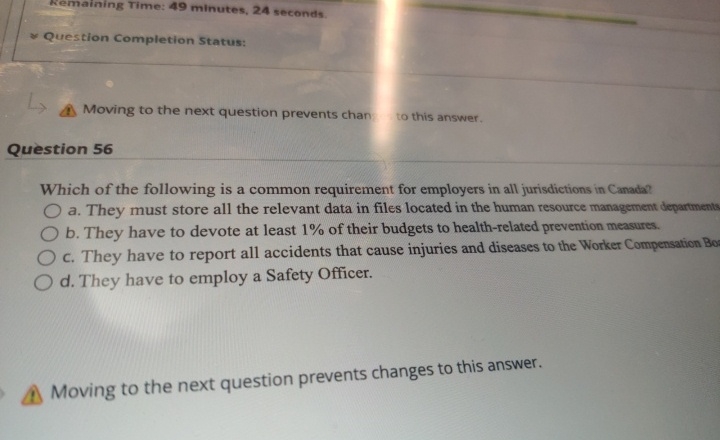  Question Completion Status: Moving to the next question prevents chan to