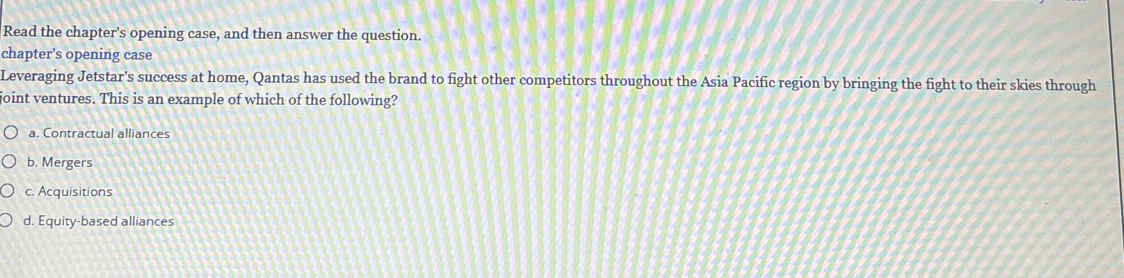  Read the chapter's opening case, and then answer the question. chapter's