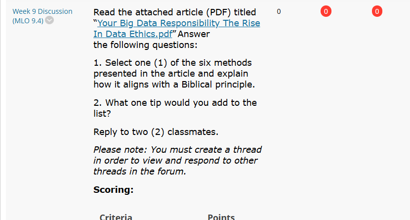  Read the attached article (PDF) titled Your Big Data Responsibility The