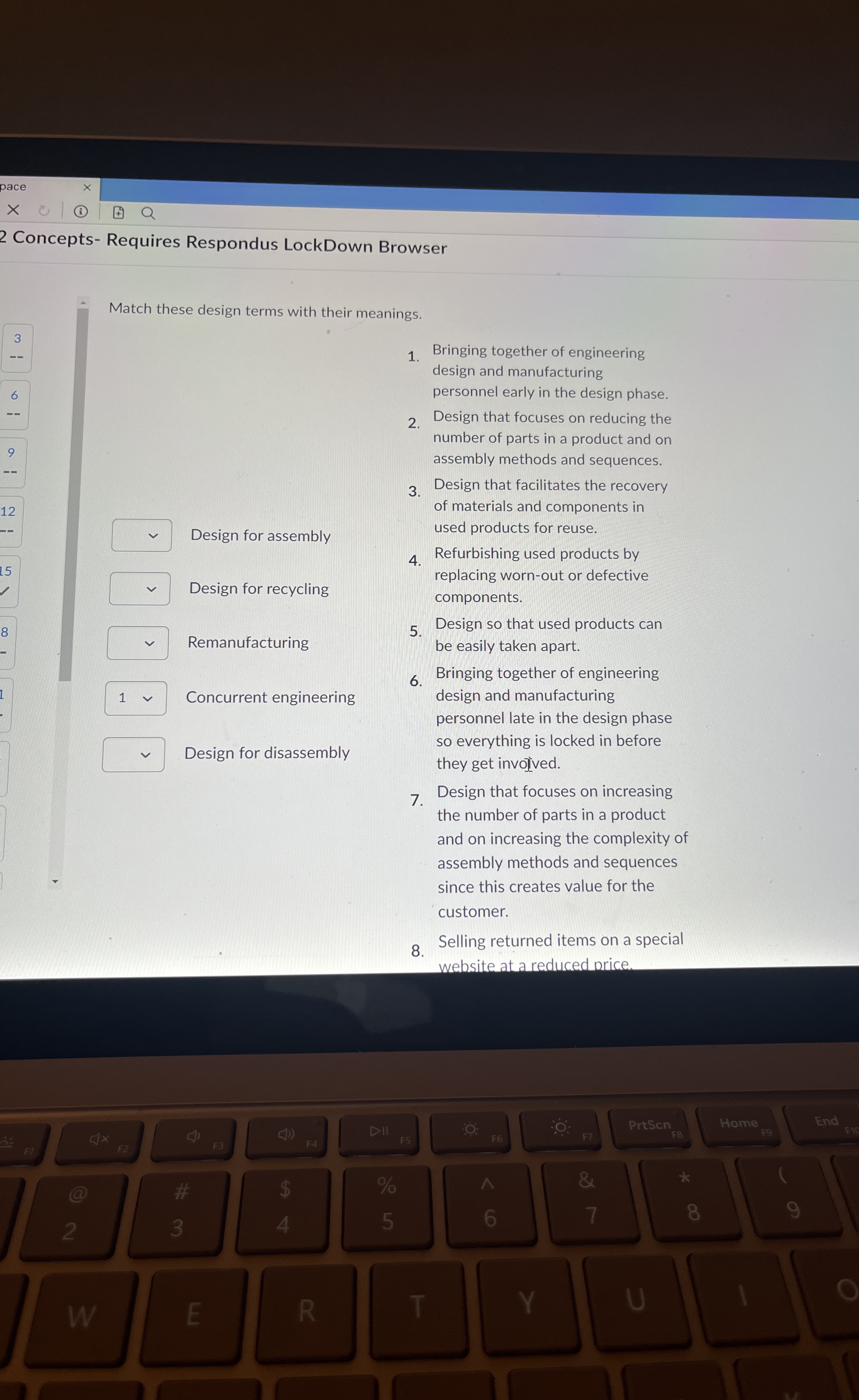  2 Concepts- Requires Respondus LockDown Browser Match these design terms with