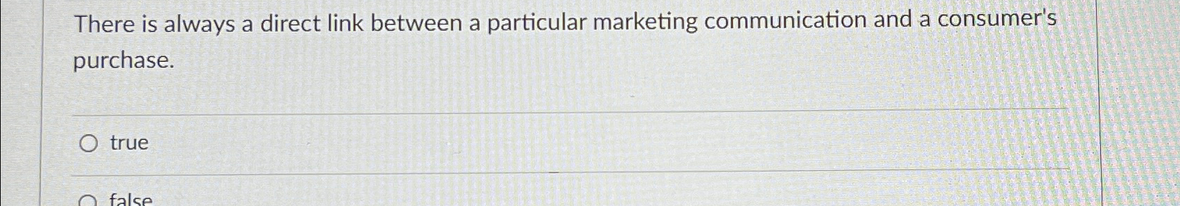  There is always a direct link between a particular marketing communication