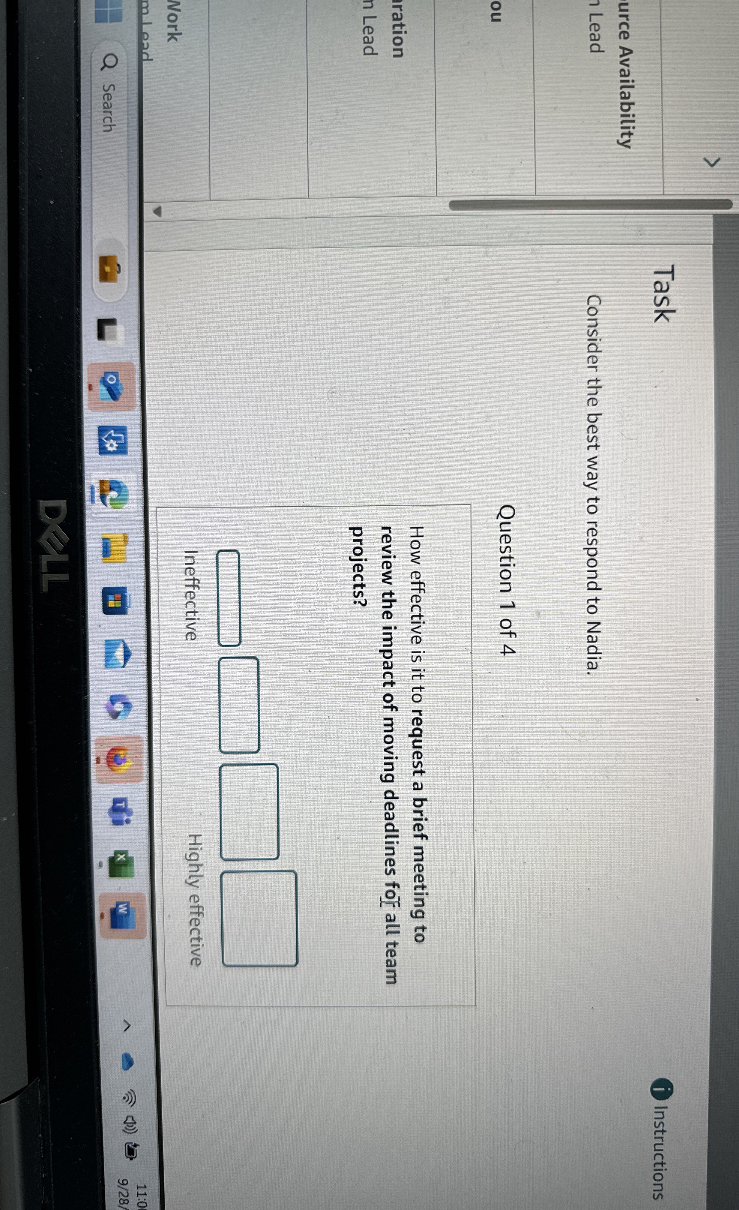  Task urce Availability o Lead ou atration Lead Consider the best