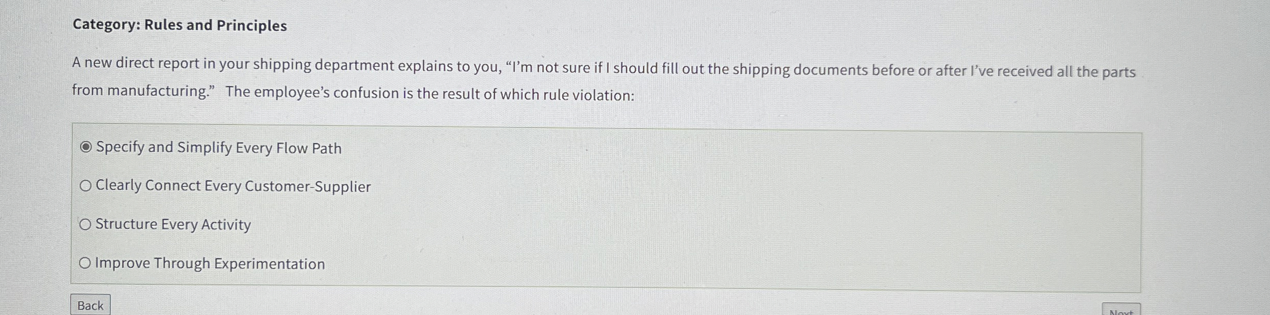  Category: Rules and Principles A new direct report in your shipping