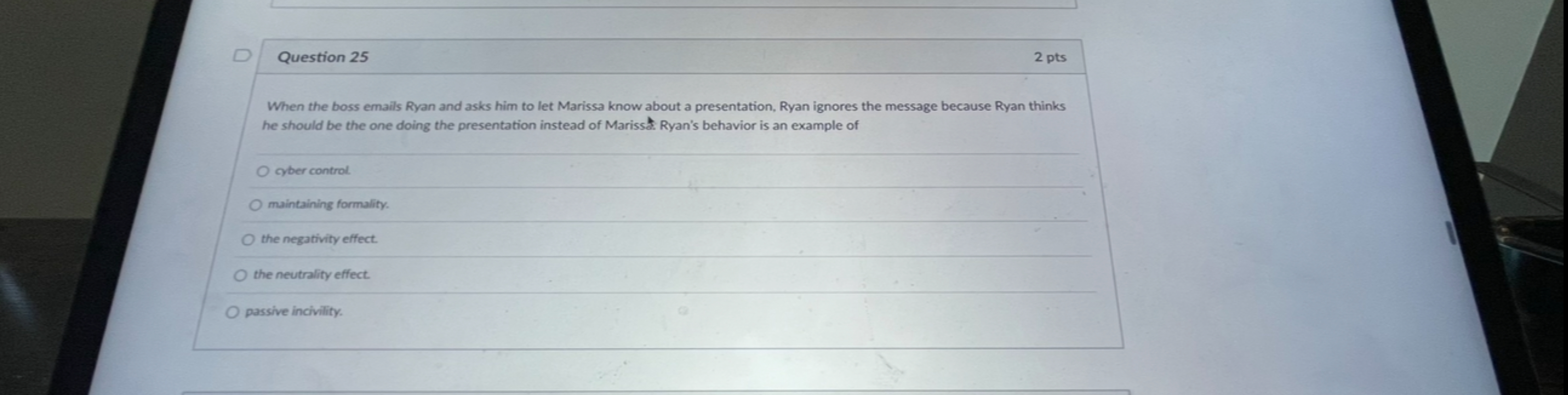  Question 25 When the boss emails Ryan and asks him to