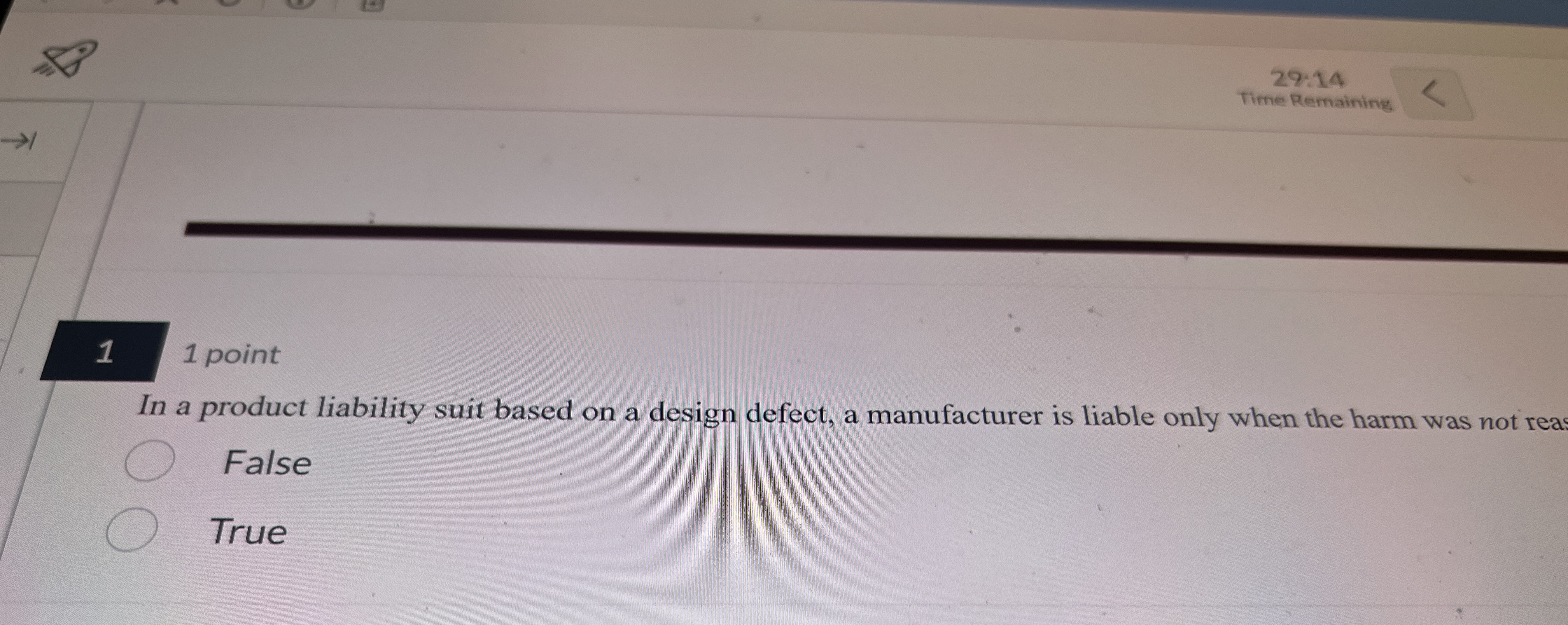  1 1 point In a product liability suit based on a