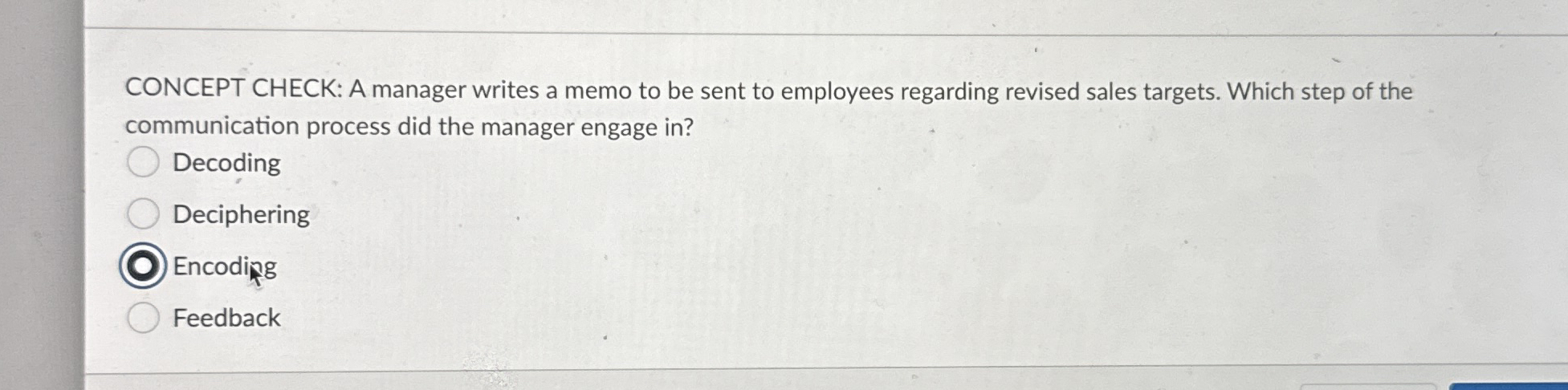  CONCEPT CHECK: A manager writes a memo to be sent to