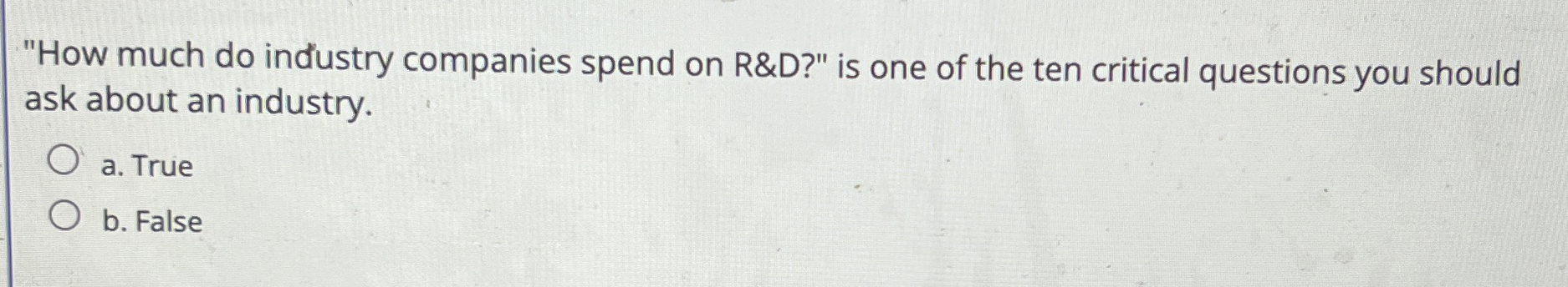  "How much do industry companies spend on R&D?" is one of