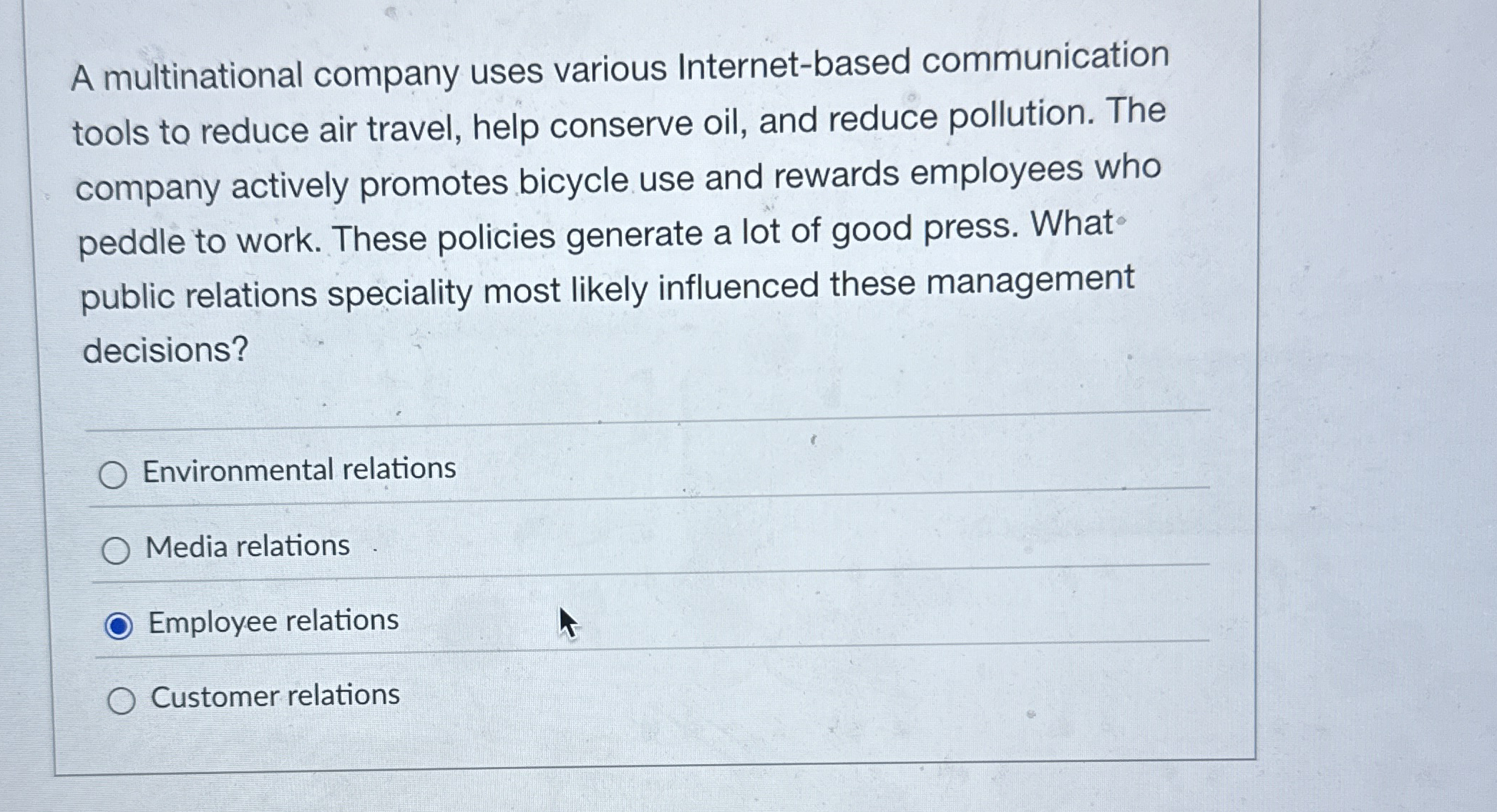  A multinational company uses various Internet-based communication tools to reduce air