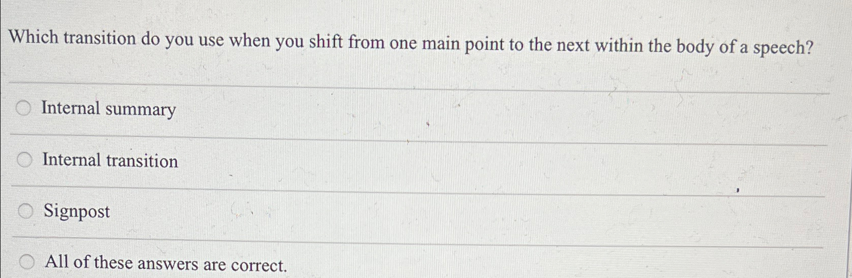 Which transition do you use when you shift from one main