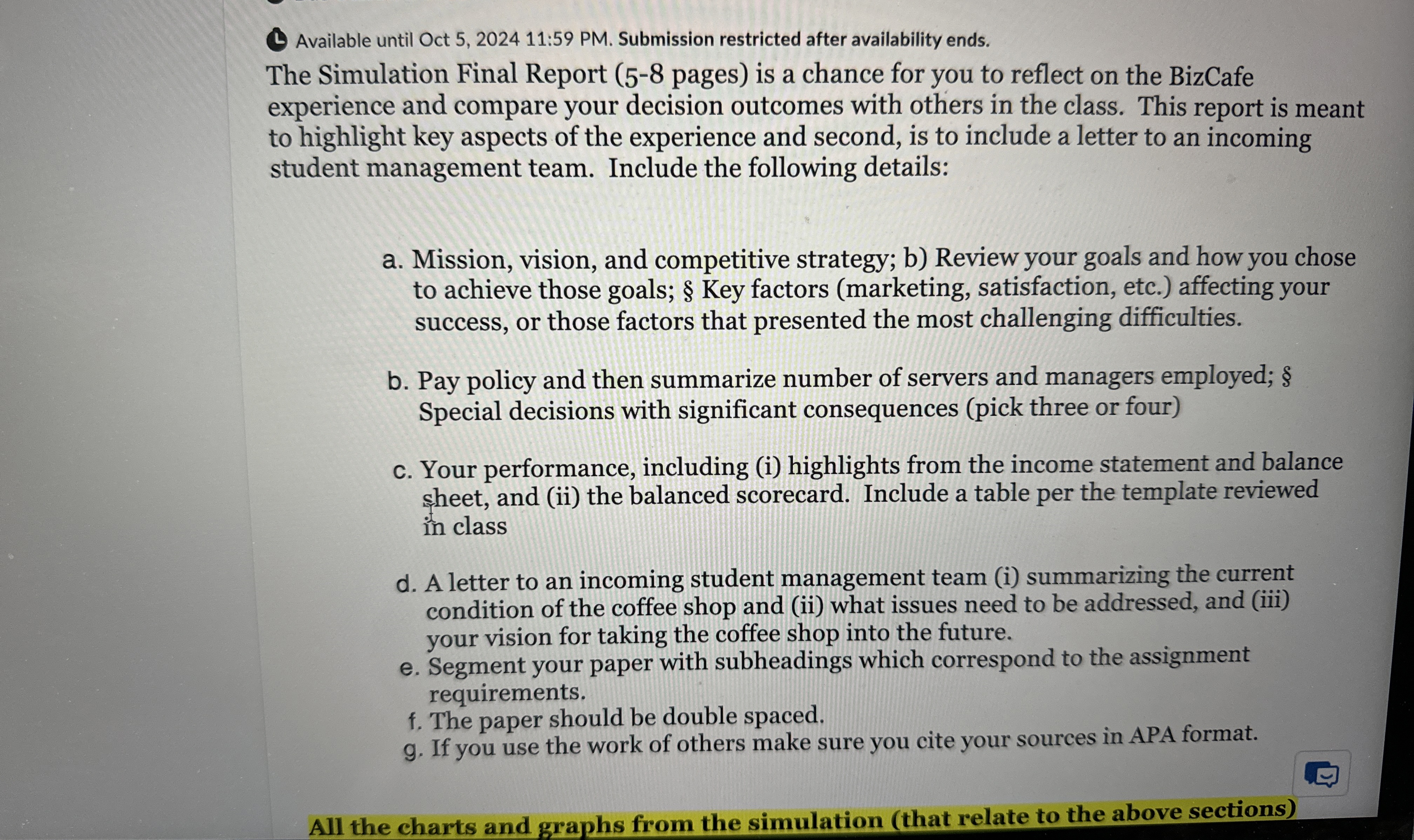  (L) Available until Oct 5,202411:59 PM. Submission restricted after availability ends.