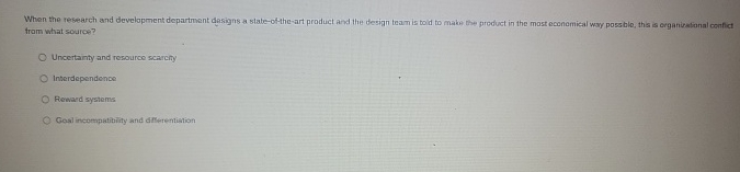  When the research and development department dasigns a slate-of-the-art product and