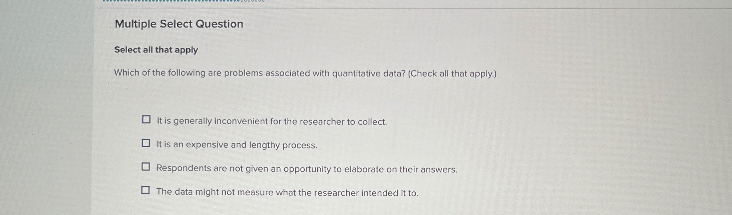  Multiple Select Question Select all that apply Which of the following