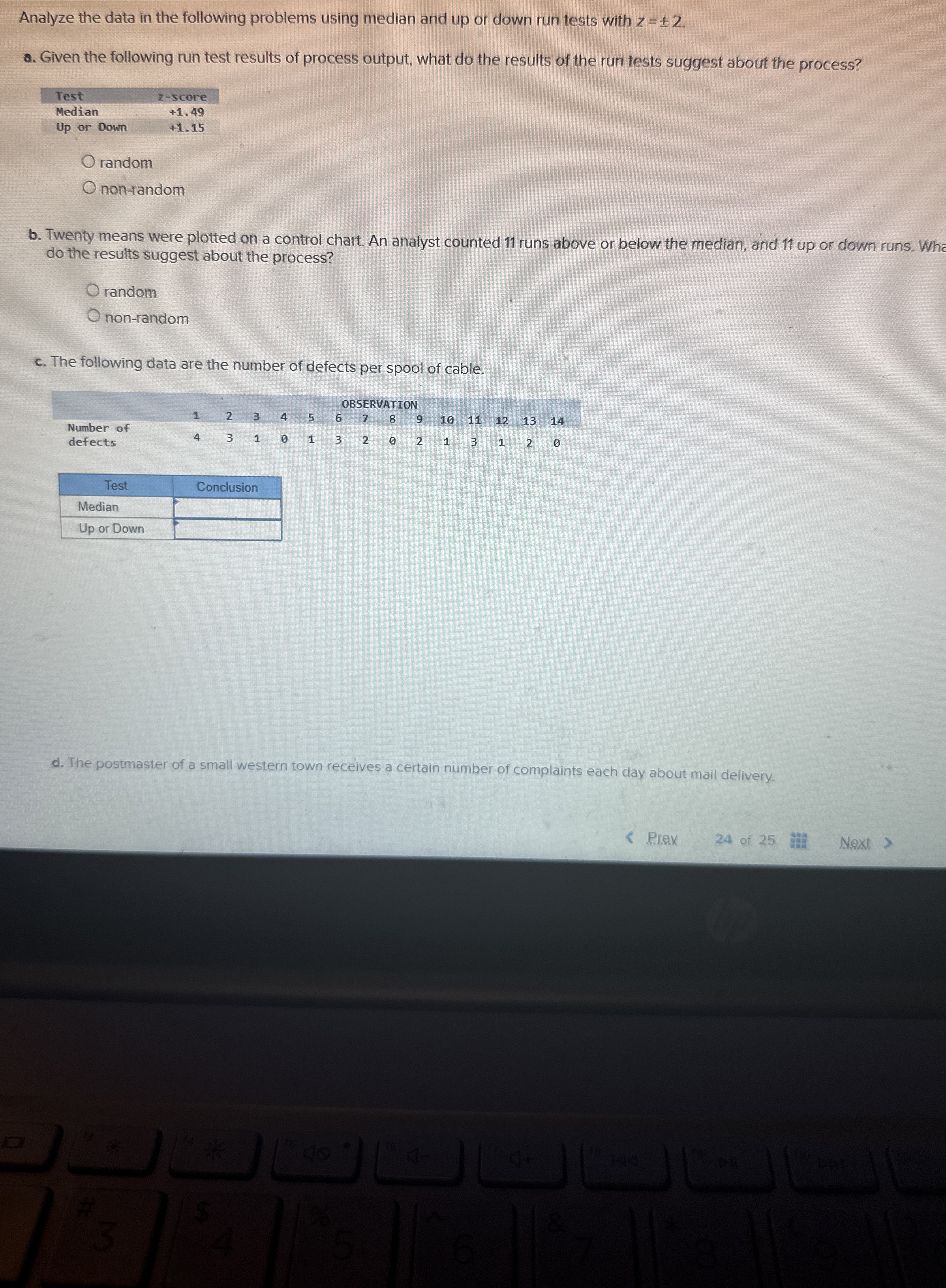  Analyze the data in the following problems using median and up
