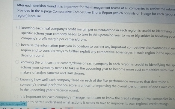  After each decision round, it is important for the management teams