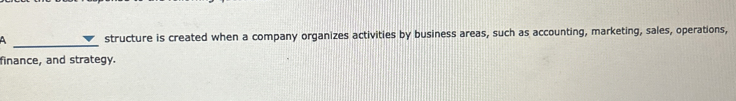  A structure is created when a company organizes activities by business