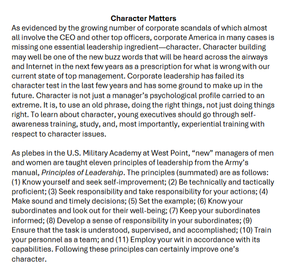  1. Write a one-paragraph statement of your views on the importance