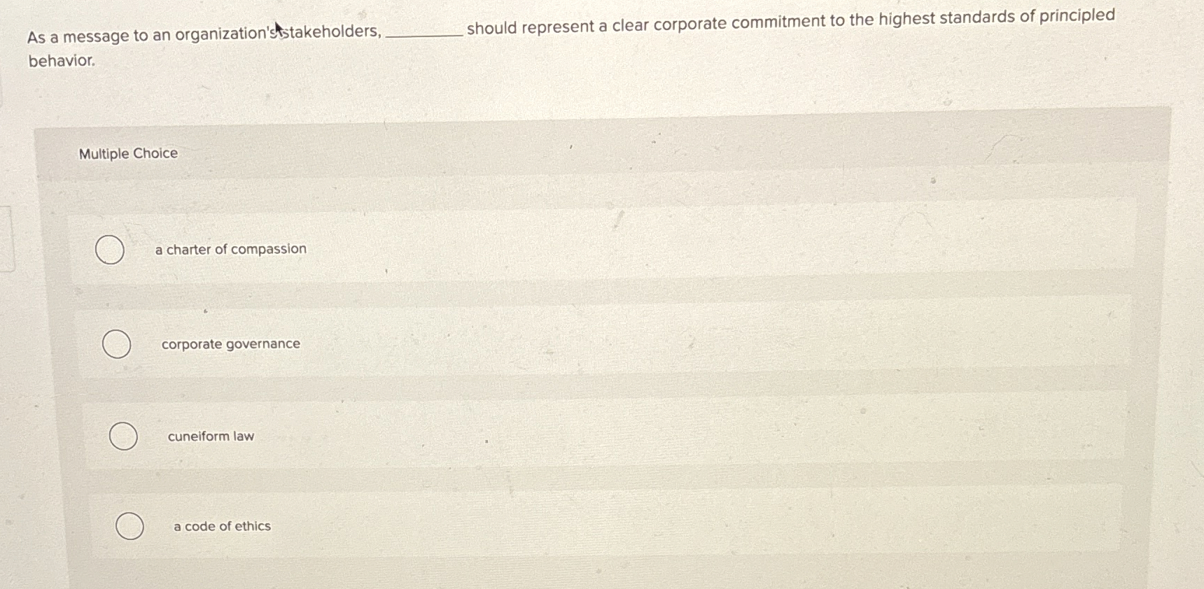  As a message to an organization'ststakeholders, should represent a clear corporate