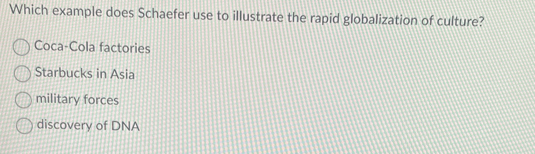  Which example does Schaefer use to illustrate the rapid globalization of
