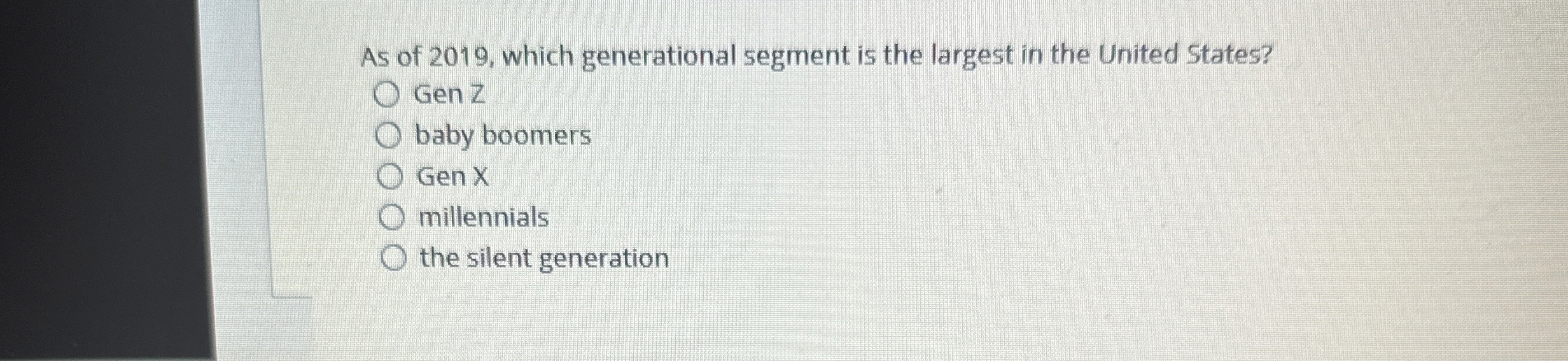  As of 2019, which generational segment is the largest in the