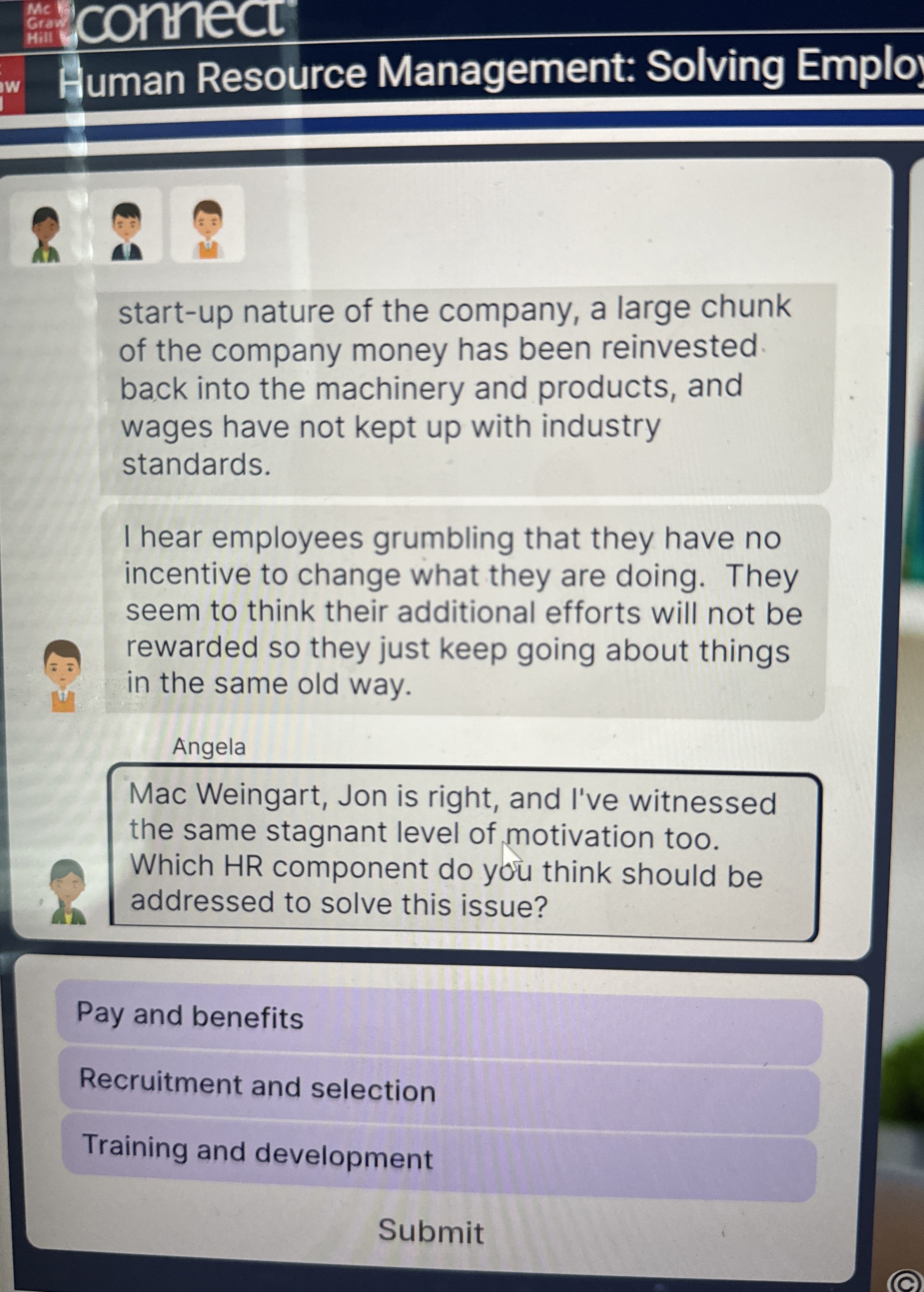  conthect Human Resource Management: Solving Emplo start-up nature of the company,