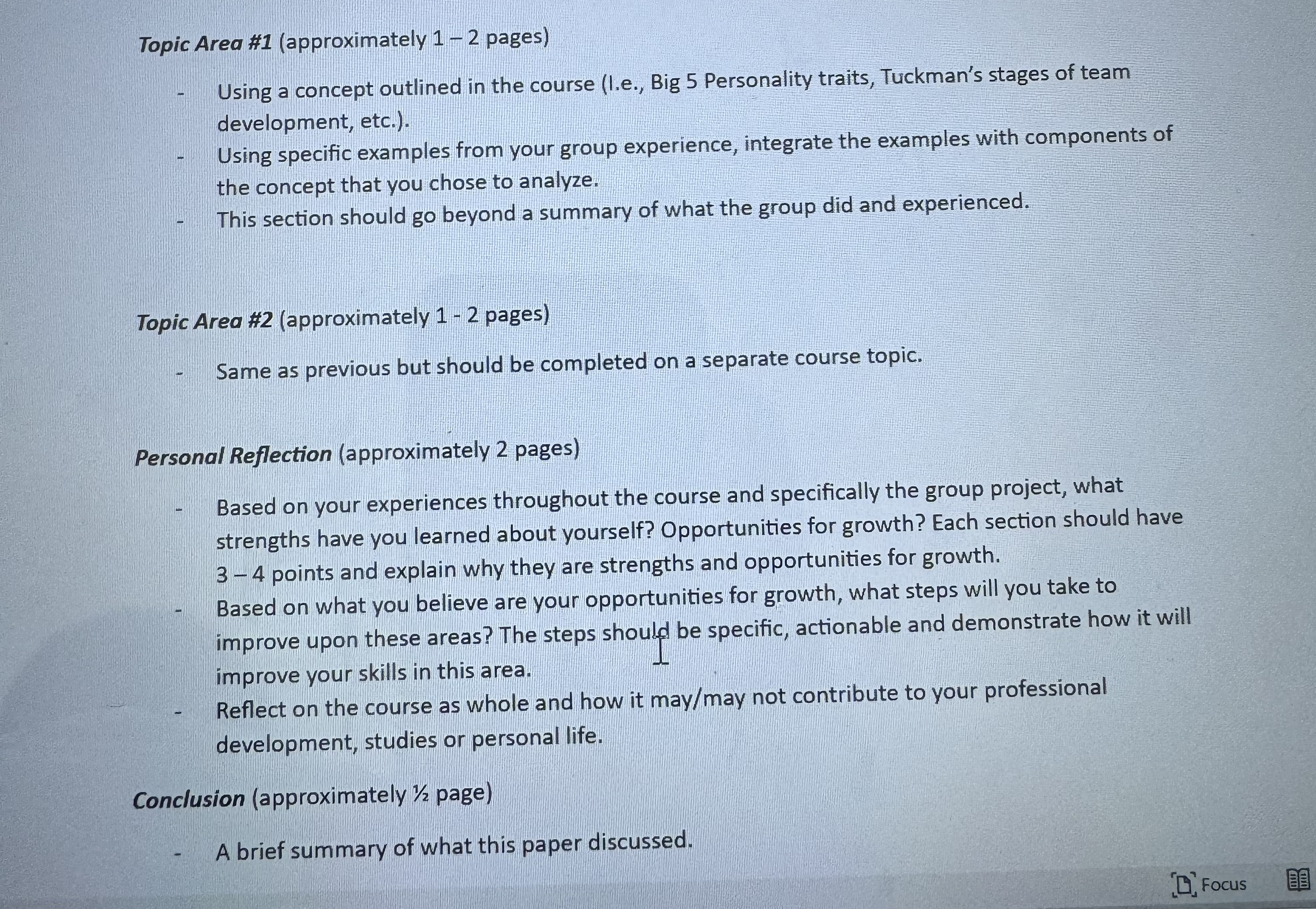  Topic Area #1(approximately 1-2 pages) Using a concept outlined in the