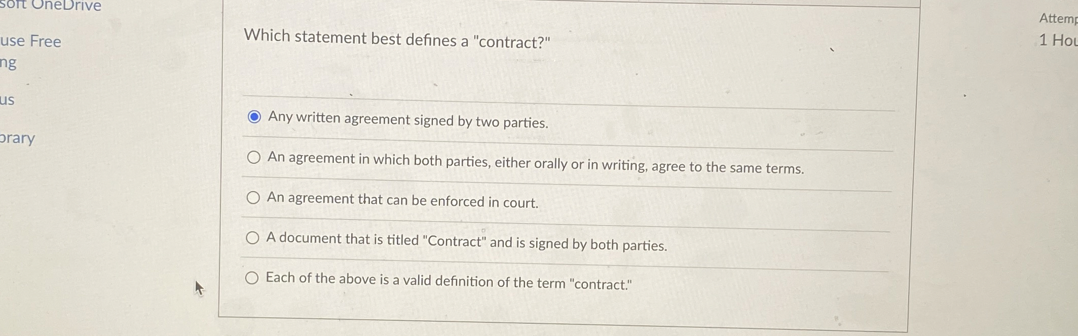  sort OneDrive use Free Which statement best defines a "contract?" ng
