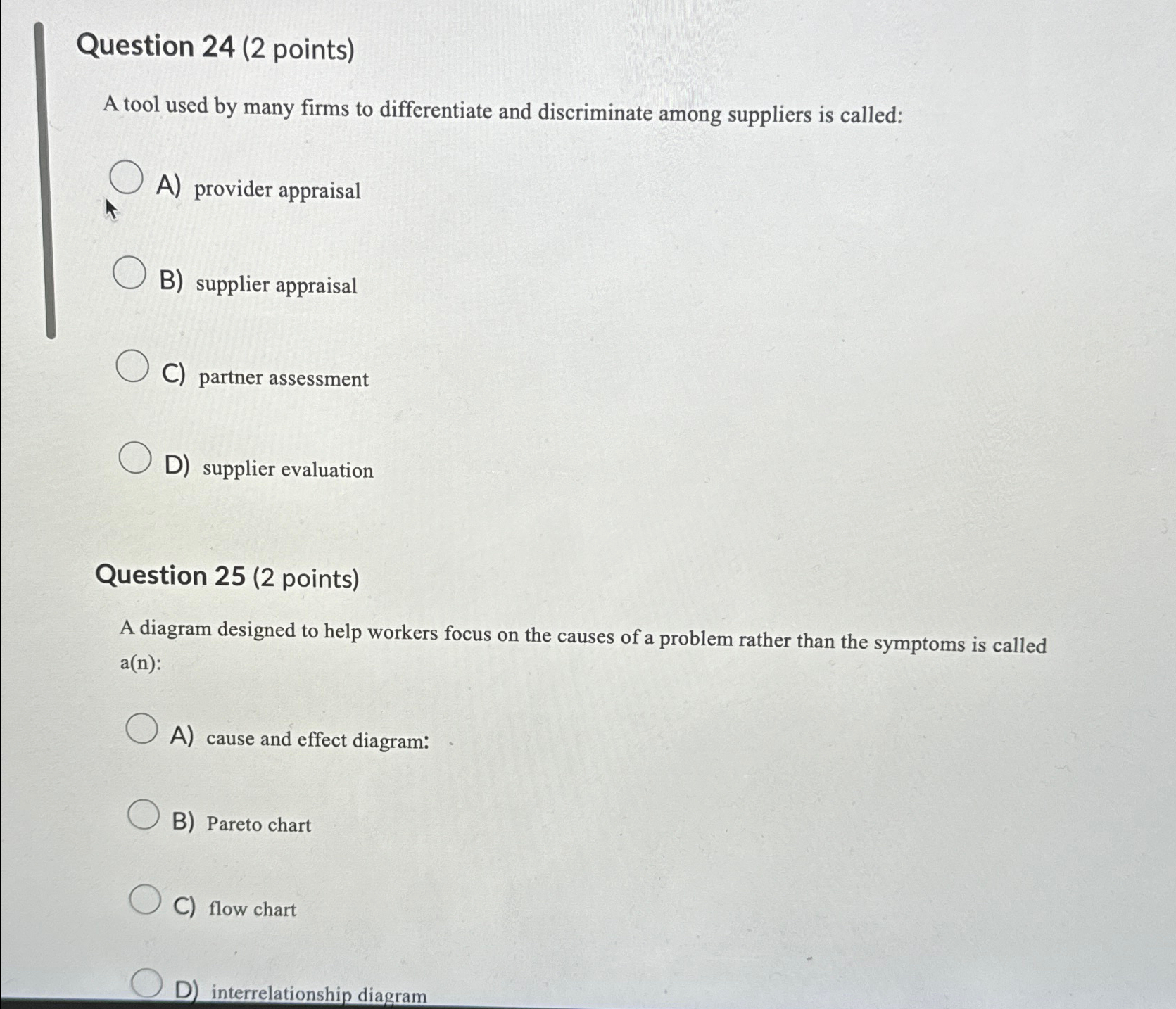  Question 24(2 points) A tool used by many firms to differentiate