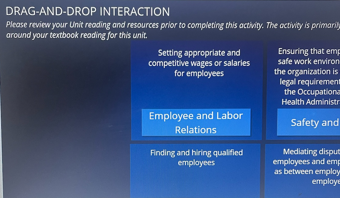  DRAG-AND-DROP INTERACTION Please review your Unit reading and resources prior to