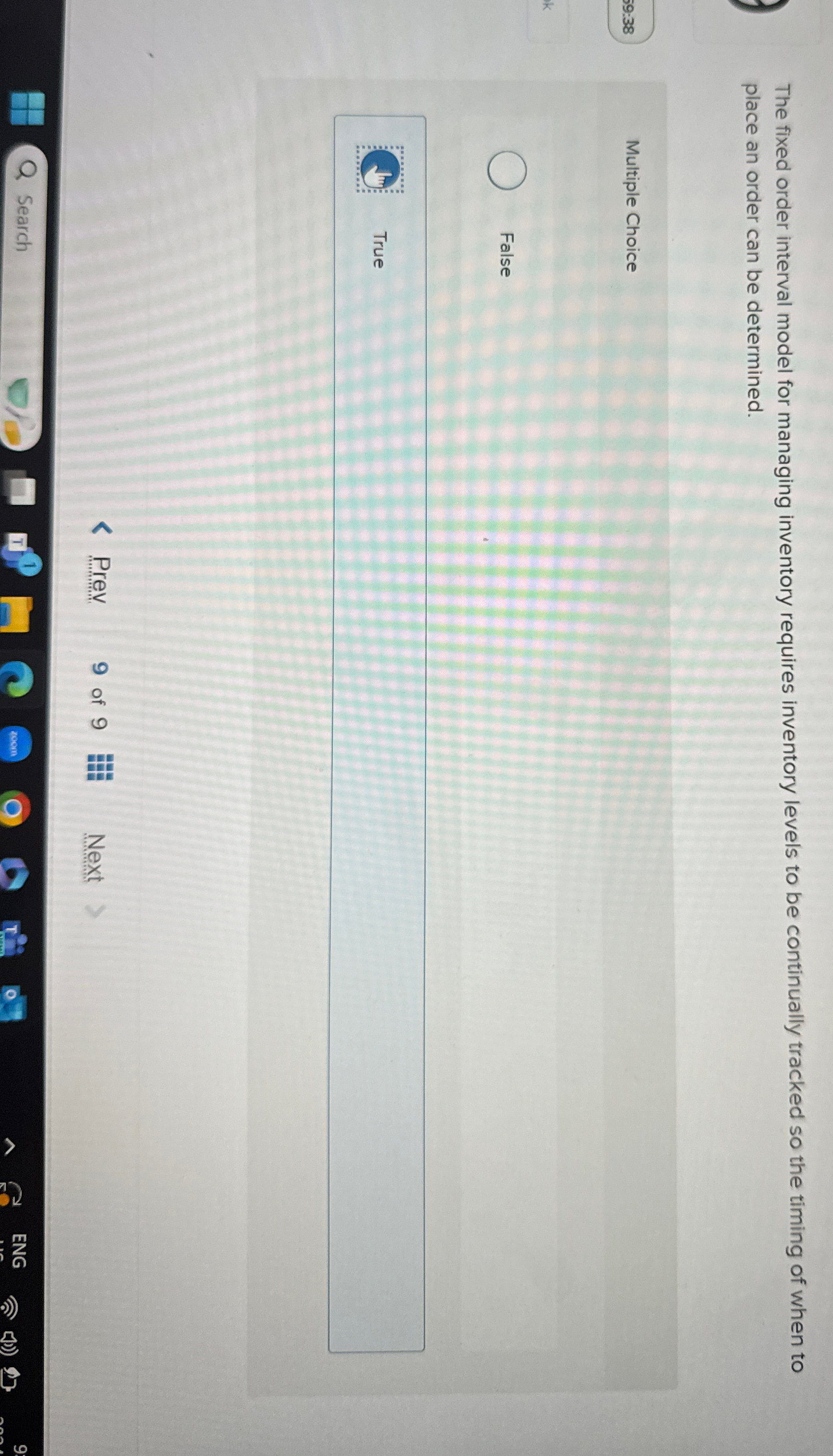  The fixed order interval model for managing inventory requires inventory levels