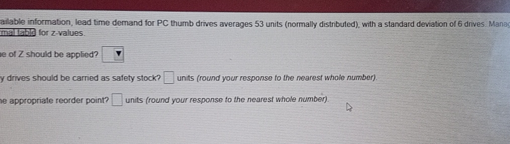  ailable information, lead time demand for PC thumb drives averages 53
