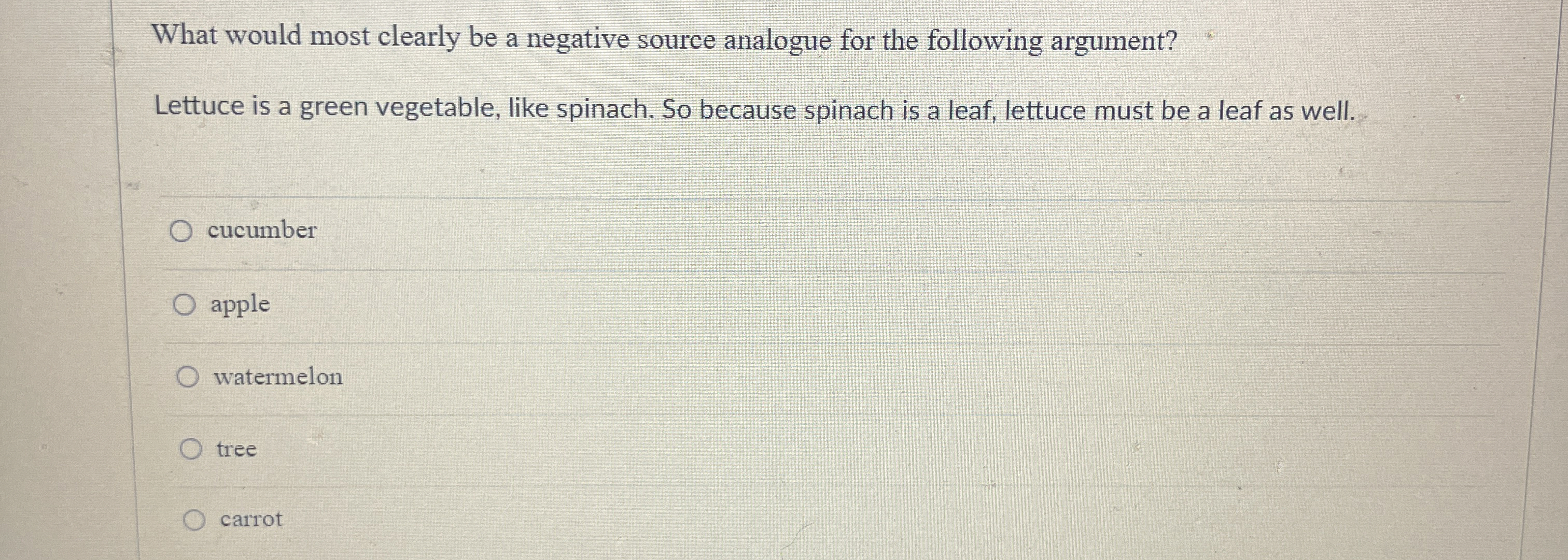  What would most clearly be a negative source analogue for the