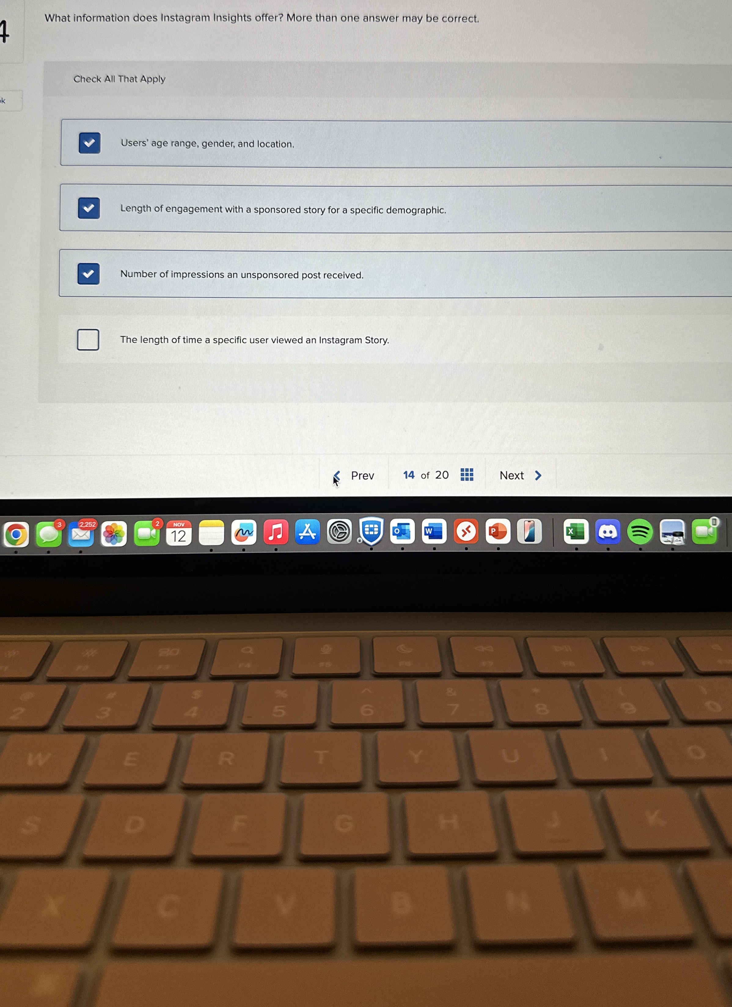  What information does Instagram Insights offer? More than one answer may