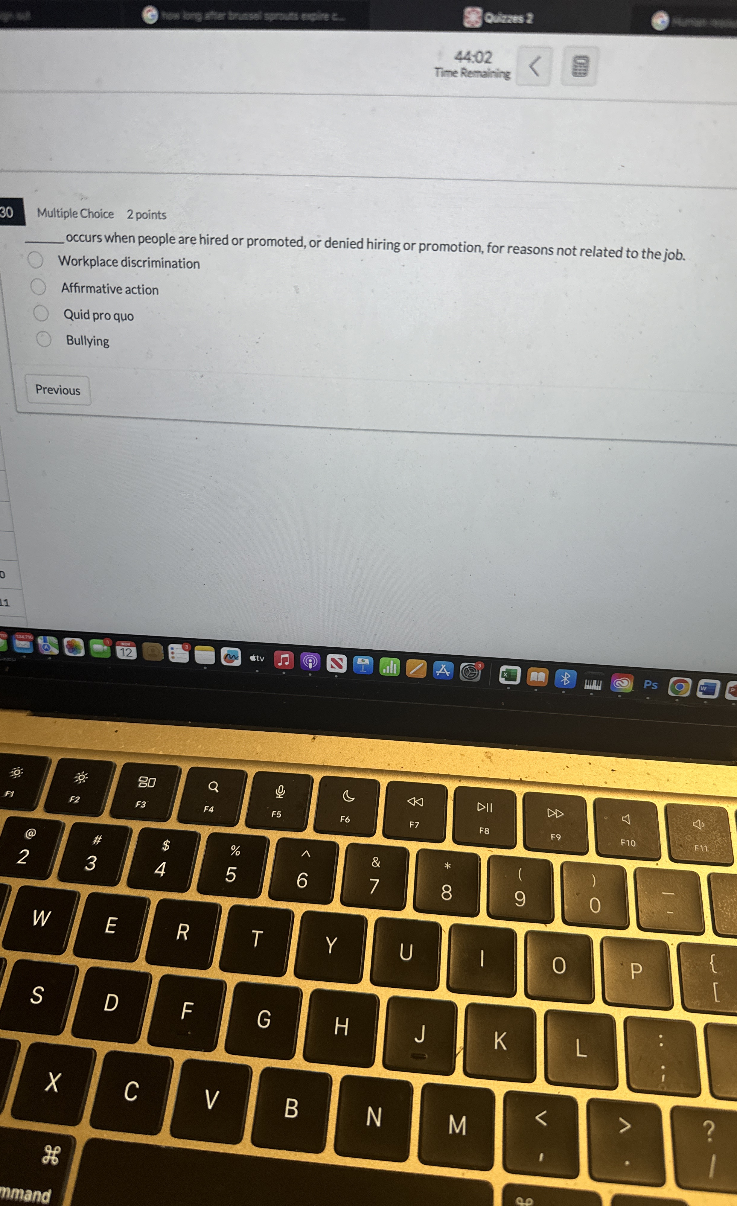  Qutras 2 44:02 Time Remaining 30 Multiple Choice 2 points q,